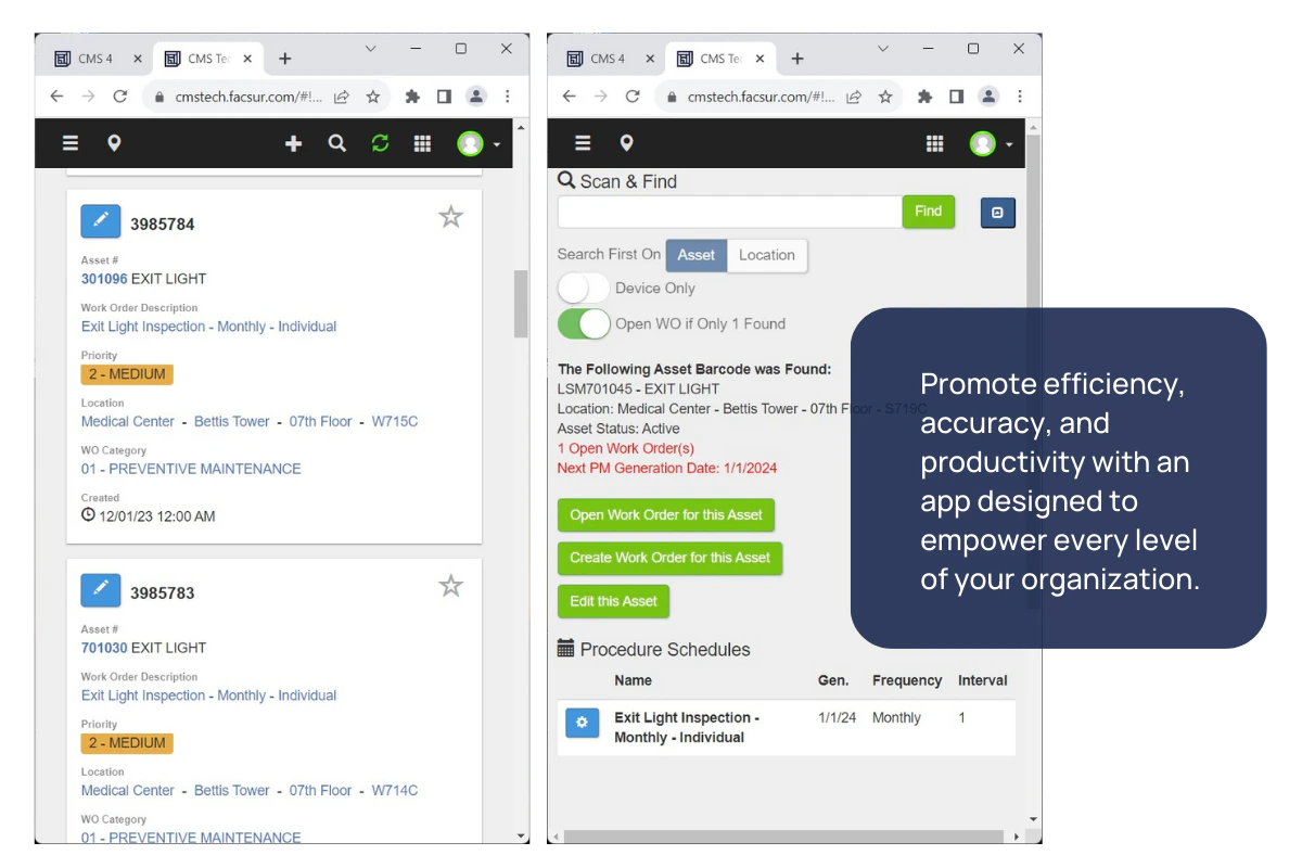screenshot of FSI CMMS